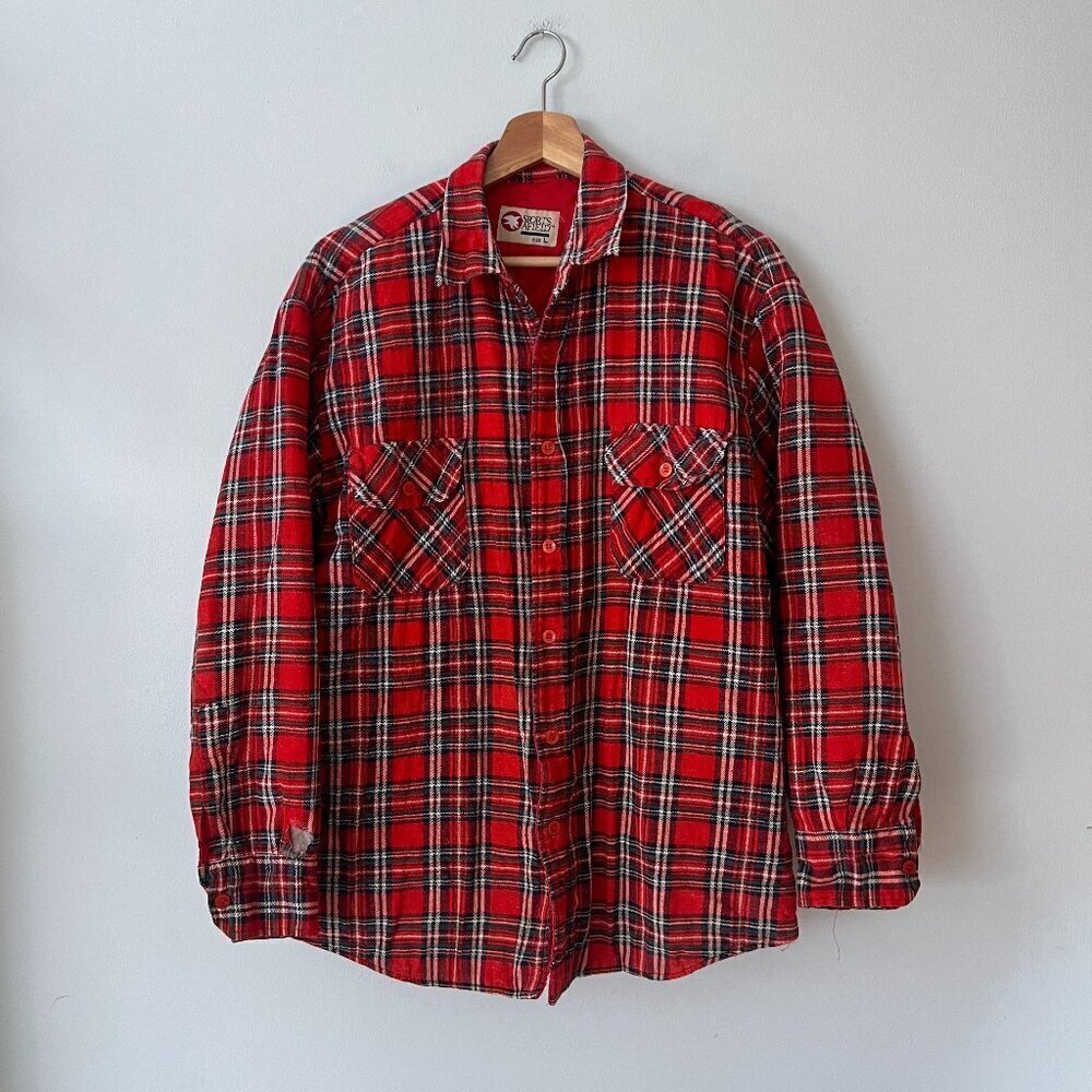 Vintage Sports Afield Insulate Plaid Flannel Shirt Jacket Men's Size Large
